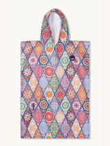 Badeponcho für Kinder (120cm - 150cm) - sanft zur Haut & extra schnell wieder trocken - aus Premium Mikrofaser - Mosaics - (ca. 6-12 Jahre)