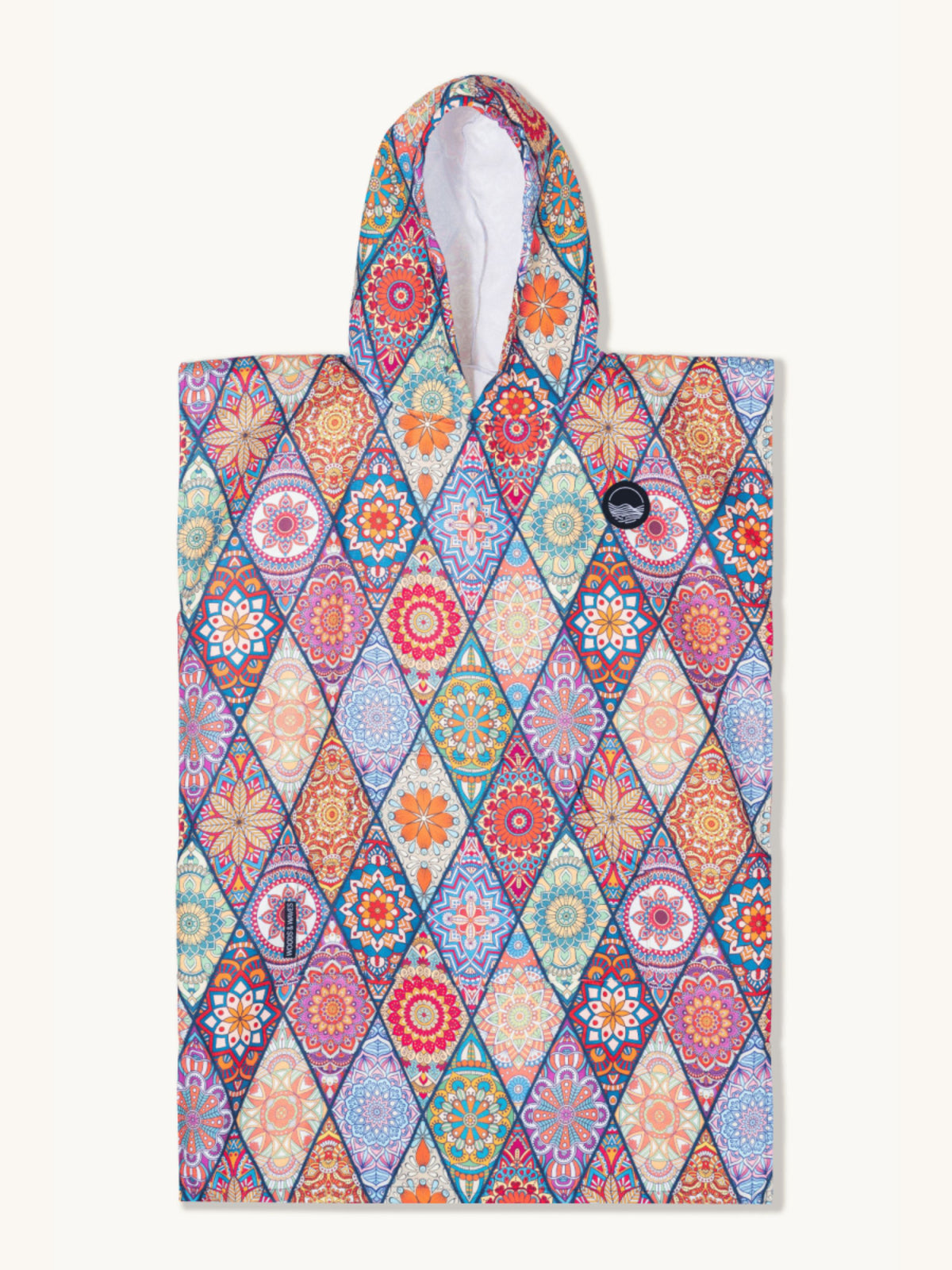 Badponcho voor kinderen (120 cm - 150 cm) - zacht voor de huid & droogt extra snel - van premium microvezel - Mosaics - (ca. 6-12 jaar)