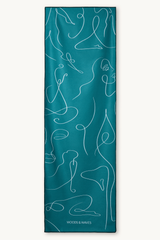 Zen Lines Teal - Rutschfestes Yoga-Handtuch mit Silikon-Noppen