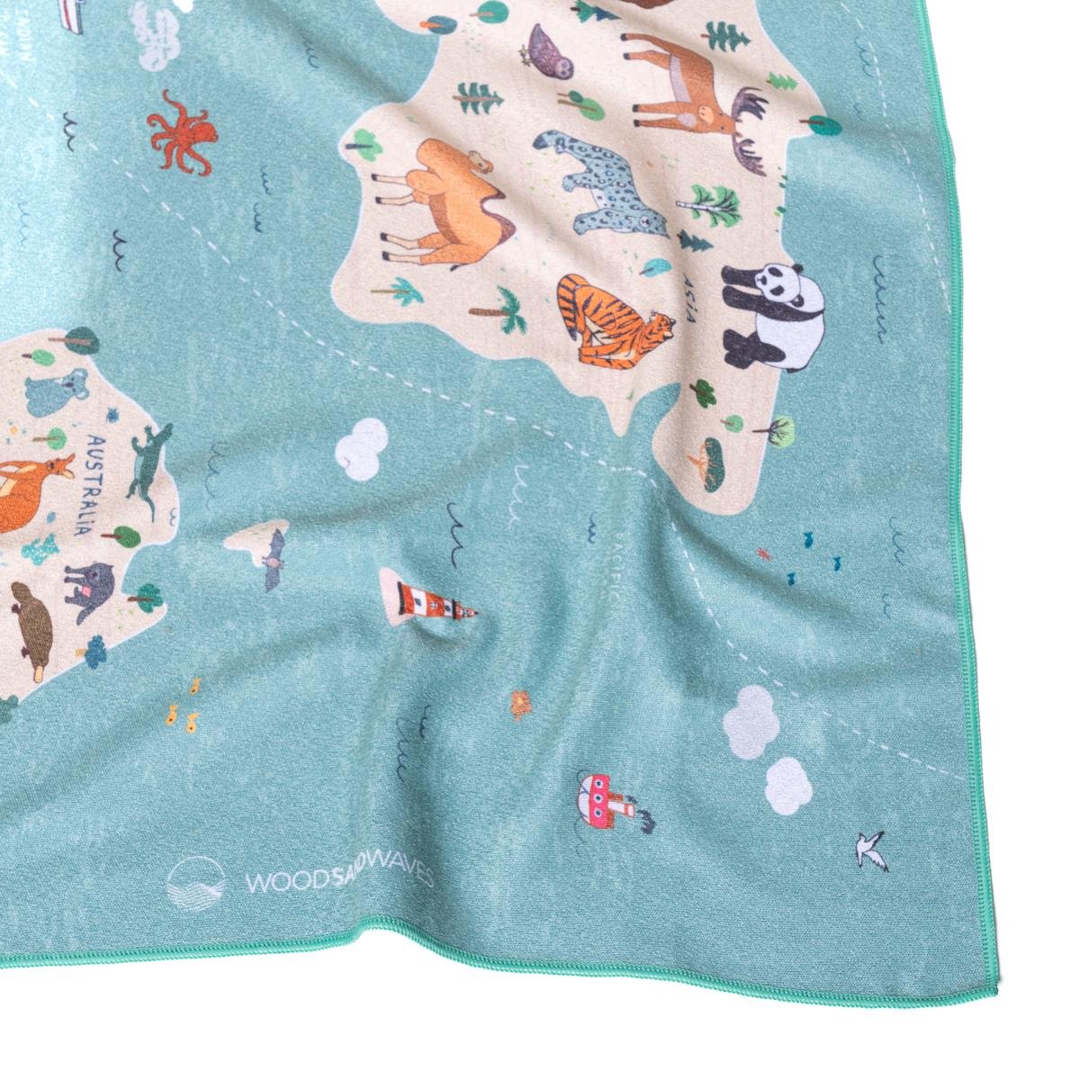 Animal Map - Strandtuch für Kinder - schadstofffrei & sanft zur Haut - woodsandwaves.co
