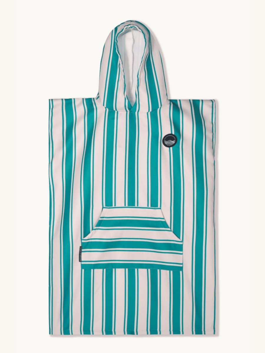 Badeponcho für Kinder (120cm - 150cm) - sanft zur Haut & extra schnell wieder trocken - aus Premium Mikrofaser - Ocean Cabana - (ca. 6 - 12 Jahre) - woodsandwaves.co