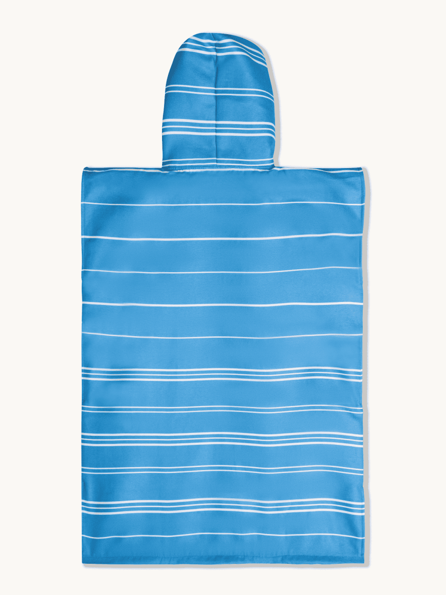 Badeponcho für Kinder (120cm - 150cm) - sanft zur Haut & extra schnell wieder trocken - aus Premium Mikrofaser - Ocean Lines - (ca. 6-12 Jahre) - woodsandwaves.co