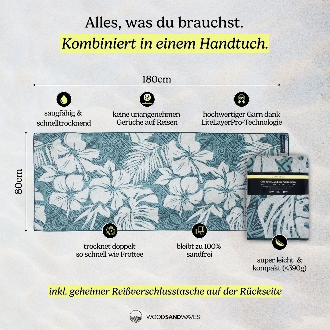 Ethno Fusion - Schnelltrocknendes Reise - und Strandtuch mit Geheimfach - woodsandwaves.co