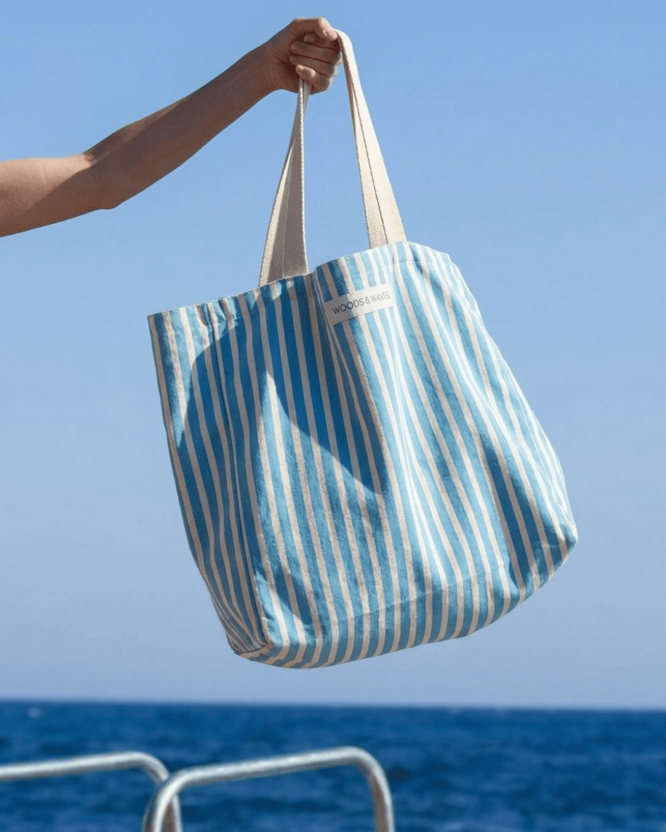 Strandtasche "Ocean Lines" - Premium Qualität - ultra robust & nachhaltig - woodsandwaves.co