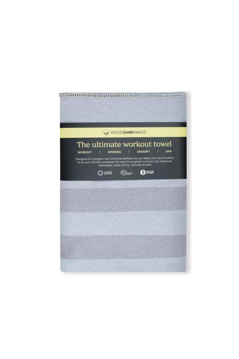 Stripes Glacier Grey - Sporthandtuch mit Magnet & Zipper - Tasche - woodsandwaves.co