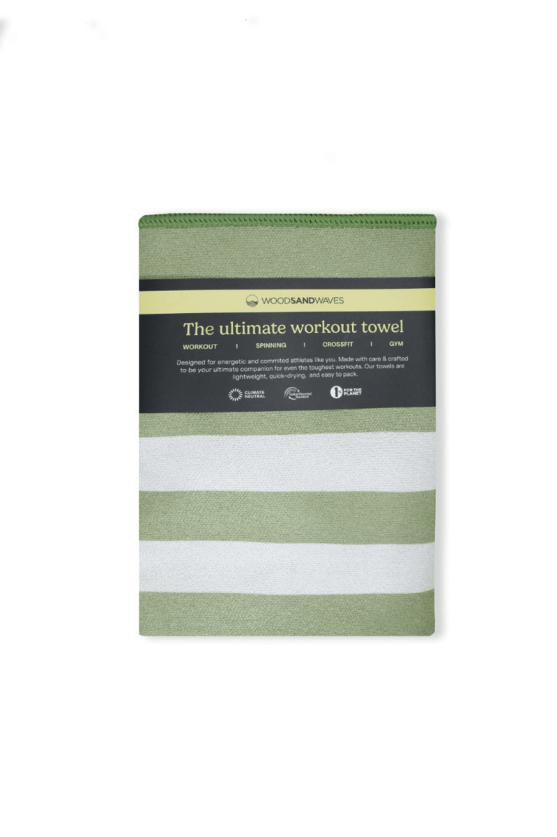Stripes Green Matcha - Sporthandtuch mit Magnet & Zipper - Tasche - woodsandwaves.co