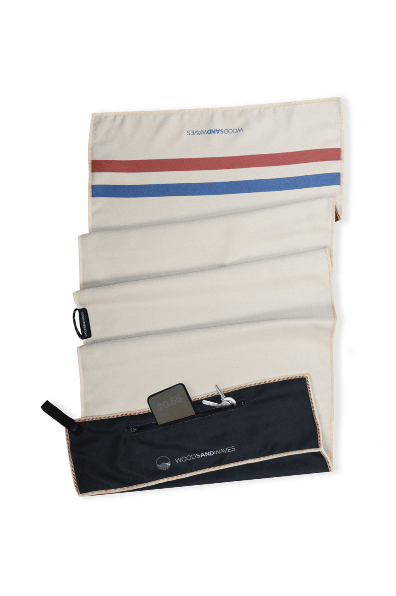 Stripes Retro - Sporthandtuch mit Magnet & Zipper - Tasche - woodsandwaves.co