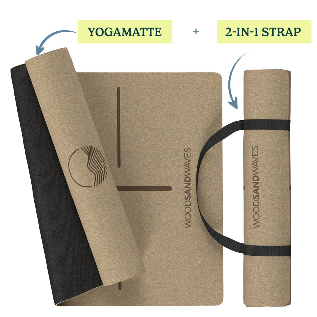 Yoga - Matte CorkFlow | professionelle Yoga - Matte | 4mm dick | aus Naturkork hergestellt - woodsandwaves.co